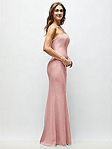 Side View Thumbnail - Rose Strapless Fit and Flare Crepe Maxi Dress