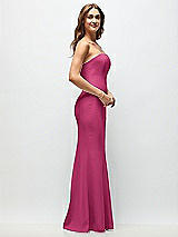 Side View Thumbnail - Tea Rose Strapless Fit and Flare Crepe Maxi Dress