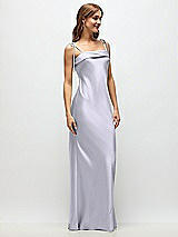 Side View Thumbnail - Silver Dove Cuff Neck Satin Bias Maxi Dress with Self-Tie Spaghetti Straps