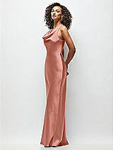Side View Thumbnail - Desert Rose Cowl Neck Criss-Cross Back Satin Maxi Dress