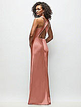 Rear View Thumbnail - Desert Rose Cowl Neck Criss-Cross Back Satin Maxi Dress