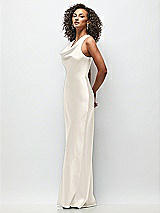 Side View Thumbnail - Ivory Cowl Neck Criss-Cross Back Satin Maxi Dress