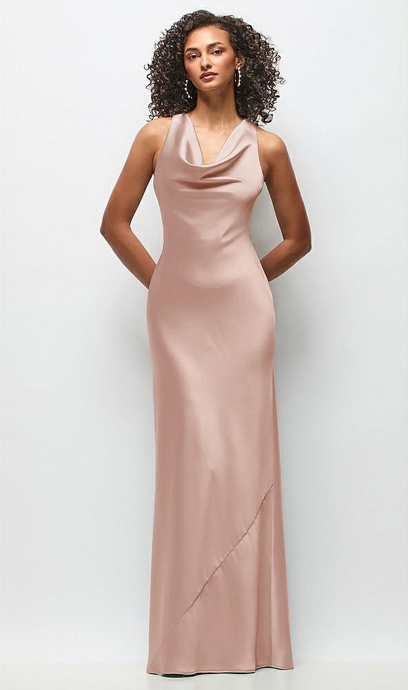 Front View - Toasted Sugar Cowl Neck Criss-Cross Back Satin Maxi Dress