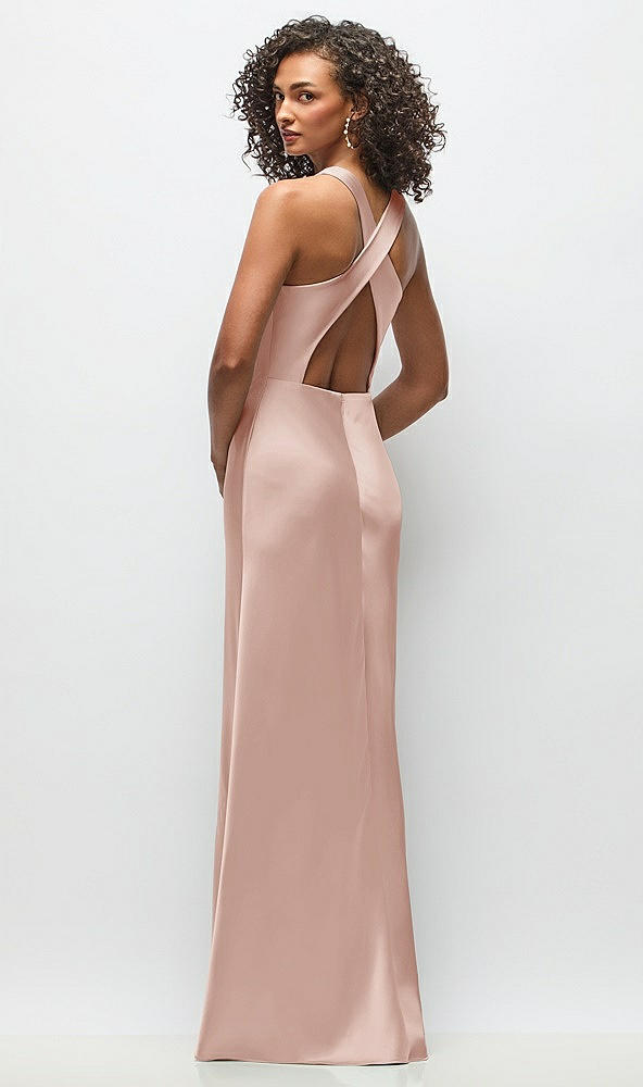 Back View - Toasted Sugar Cowl Neck Criss-Cross Back Satin Maxi Dress