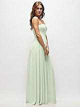 Side View Thumbnail - Mint Green Strapless Basque Drop Waist Chiffon Maxi Dress with Shirred Skirt 