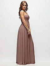 Side View Thumbnail - Sienna Strapless Basque Drop Waist Chiffon Maxi Dress with Shirred Skirt 