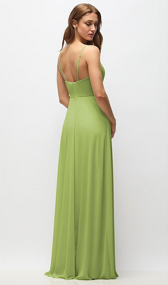 Back View - Mojito Wrap Bodice Chiffon Maxi Dress with Adjustable Spaghetti Straps