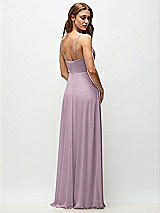 Rear View Thumbnail - Suede Rose Wrap Bodice Chiffon Maxi Dress with Adjustable Spaghetti Straps