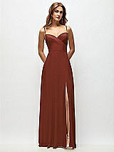 Front View Thumbnail - Auburn Moon Wrap Bodice Chiffon Maxi Dress with Adjustable Spaghetti Straps