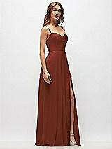 Side View Thumbnail - Auburn Moon Wrap Bodice Chiffon Maxi Dress with Adjustable Spaghetti Straps