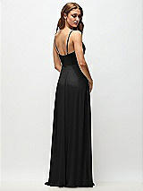 Rear View Thumbnail - Black Wrap Bodice Chiffon Maxi Dress with Adjustable Spaghetti Straps