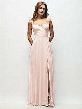 Front View Thumbnail - Blush Wrap Bodice Chiffon Maxi Dress with Adjustable Spaghetti Straps