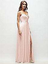 Side View Thumbnail - Blush Wrap Bodice Chiffon Maxi Dress with Adjustable Spaghetti Straps