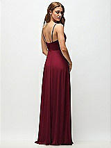 Rear View Thumbnail - Burgundy Wrap Bodice Chiffon Maxi Dress with Adjustable Spaghetti Straps
