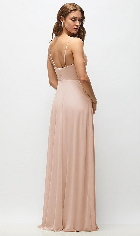 Back View - Cameo Wrap Bodice Chiffon Maxi Dress with Adjustable Spaghetti Straps