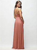 Rear View Thumbnail - Desert Rose Wrap Bodice Chiffon Maxi Dress with Adjustable Spaghetti Straps