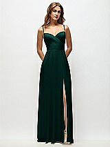 Front View Thumbnail - Evergreen Wrap Bodice Chiffon Maxi Dress with Adjustable Spaghetti Straps