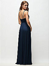 Rear View Thumbnail - Midnight Navy Wrap Bodice Chiffon Maxi Dress with Adjustable Spaghetti Straps