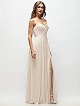 Side View Thumbnail - Oat Wrap Bodice Chiffon Maxi Dress with Adjustable Spaghetti Straps