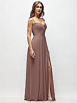 Side View Thumbnail - Sienna Wrap Bodice Chiffon Maxi Dress with Adjustable Spaghetti Straps