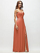 Side View Thumbnail - Terracotta Copper Wrap Bodice Chiffon Maxi Dress with Adjustable Spaghetti Straps