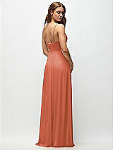 Rear View Thumbnail - Terracotta Copper Wrap Bodice Chiffon Maxi Dress with Adjustable Spaghetti Straps