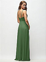Rear View Thumbnail - Vineyard Green Wrap Bodice Chiffon Maxi Dress with Adjustable Spaghetti Straps