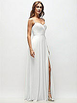 Side View Thumbnail - White Wrap Bodice Chiffon Maxi Dress with Adjustable Spaghetti Straps