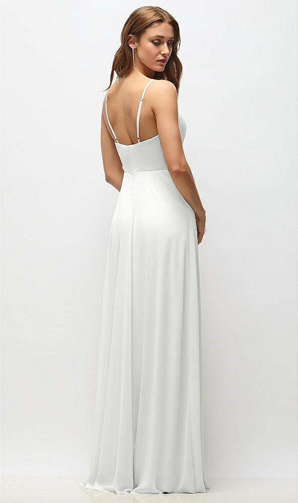 Back View - White Wrap Bodice Chiffon Maxi Dress with Adjustable Spaghetti Straps
