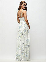 Rear View Thumbnail - Bleu Garden Wrap Bodice Floral Chiffon Maxi Dress with Adjustable Spaghetti Straps
