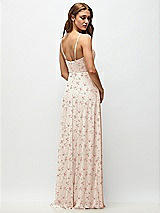 Rear View Thumbnail - Coquette Floral Print Wrap Bodice Floral Chiffon Maxi Dress with Adjustable Spaghetti Straps
