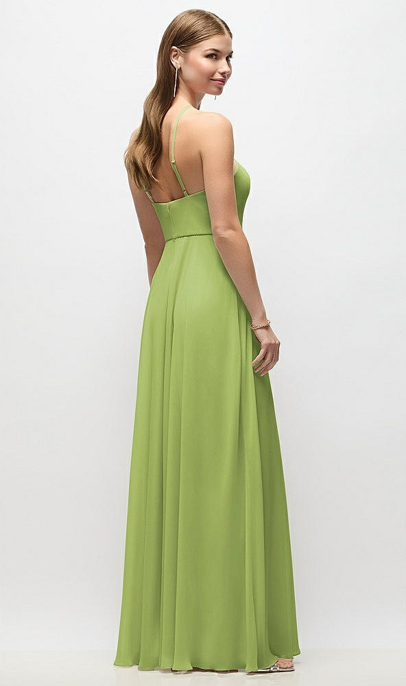 Back View - Mojito High-Neck Halter Chiffon Maxi Dress with Adjustable Spaghetti Straps