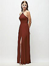 Side View Thumbnail - Auburn Moon High-Neck Halter Chiffon Maxi Dress with Adjustable Spaghetti Straps