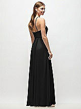 Rear View Thumbnail - Black High-Neck Halter Chiffon Maxi Dress with Adjustable Spaghetti Straps