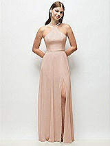 Front View Thumbnail - Cameo High-Neck Halter Chiffon Maxi Dress with Adjustable Spaghetti Straps