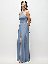 Side View Thumbnail - Cloudy High-Neck Halter Chiffon Maxi Dress with Adjustable Spaghetti Straps