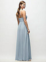 Rear View Thumbnail - Mist High-Neck Halter Chiffon Maxi Dress with Adjustable Spaghetti Straps