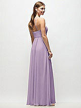 Rear View Thumbnail - Pale Purple High-Neck Halter Chiffon Maxi Dress with Adjustable Spaghetti Straps
