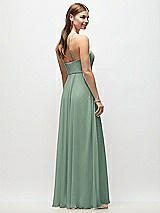 Rear View Thumbnail - Seagrass High-Neck Halter Chiffon Maxi Dress with Adjustable Spaghetti Straps