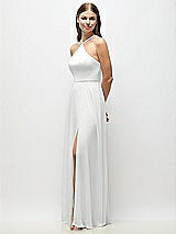 Side View Thumbnail - White High-Neck Halter Chiffon Maxi Dress with Adjustable Spaghetti Straps