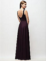 Rear View Thumbnail - Deep Plum Scoop Neck Tank Strap Chiffon Maxi Dress