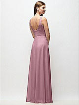 Rear View Thumbnail - Dusty Pink Scoop Neck Tank Strap Chiffon Maxi Dress