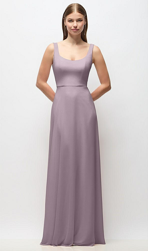 Front View - Lilac Dusk Scoop Neck Tank Strap Chiffon Maxi Dress
