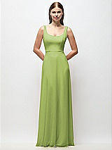 Front View Thumbnail - Mojito Scoop Neck Tank Strap Chiffon Maxi Dress