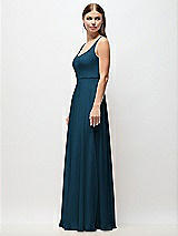 Side View Thumbnail - Atlantic Blue Scoop Neck Tank Strap Chiffon Maxi Dress