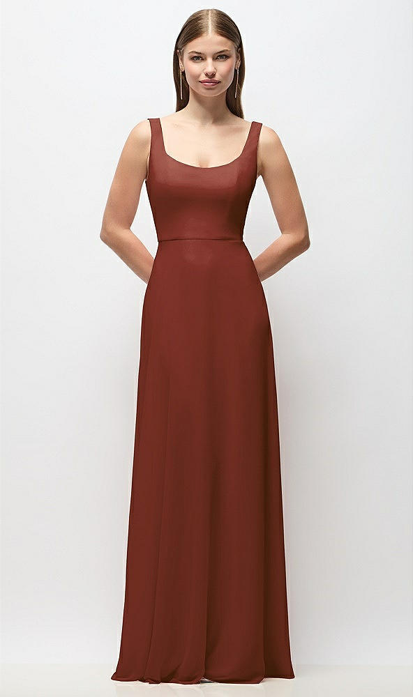 Front View - Auburn Moon Scoop Neck Tank Strap Chiffon Maxi Dress