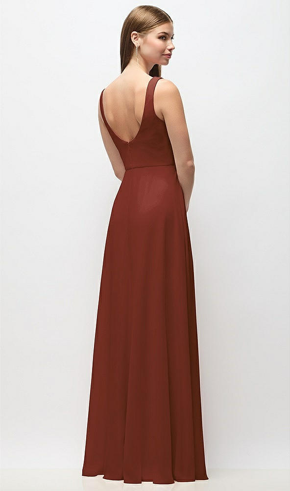 Back View - Auburn Moon Scoop Neck Tank Strap Chiffon Maxi Dress