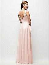 Rear View Thumbnail - Blush Scoop Neck Tank Strap Chiffon Maxi Dress