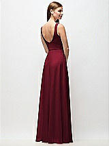 Rear View Thumbnail - Burgundy Scoop Neck Tank Strap Chiffon Maxi Dress