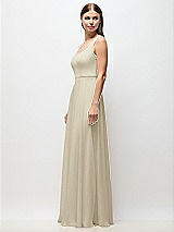 Side View Thumbnail - Champagne Scoop Neck Tank Strap Chiffon Maxi Dress
